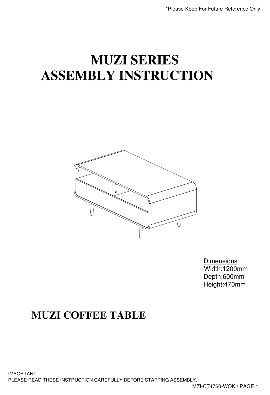 ELIVING FURNITURE MUZI SERIES ASSEMBLY INSTRUCTION MANUAL Pdf Download
