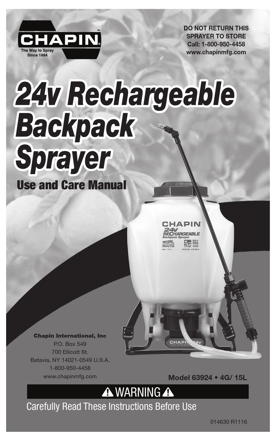 CHAPIN 63924 USE AND CARE MANUAL Pdf Download ManualsLib