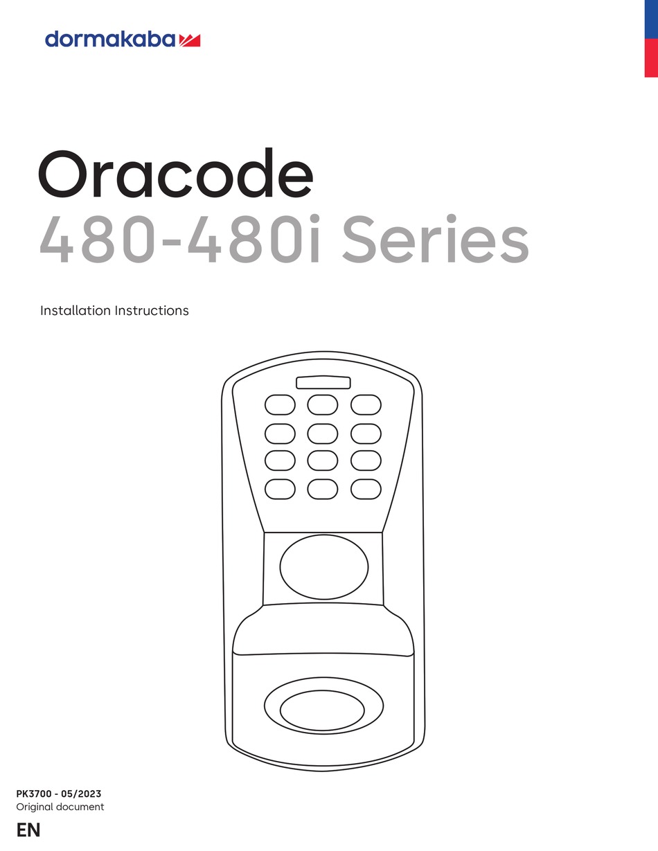 DORMAKABA ORACODE 480 SERIES INSTALLATION INSTRUCTIONS MANUAL Pdf
