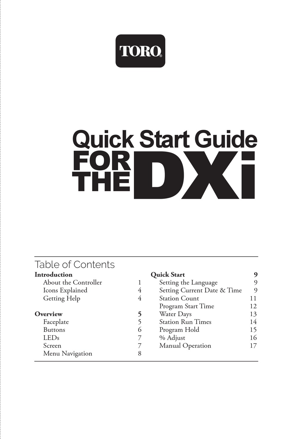 TORO DXIPWM08 QUICK START MANUAL Pdf Download ManualsLib