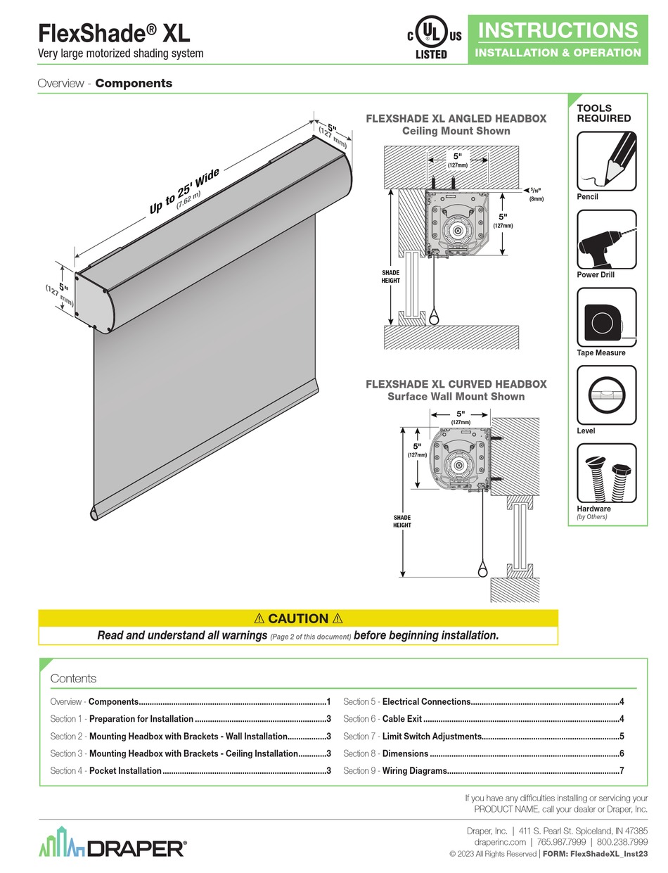 DRAPER FLEXSHADE XL INSTRUCTIONS MANUAL Pdf Download ManualsLib