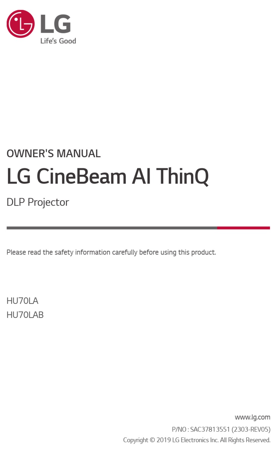 LG HU70LAB.AUS OWNER'S MANUAL Pdf Download ManualsLib