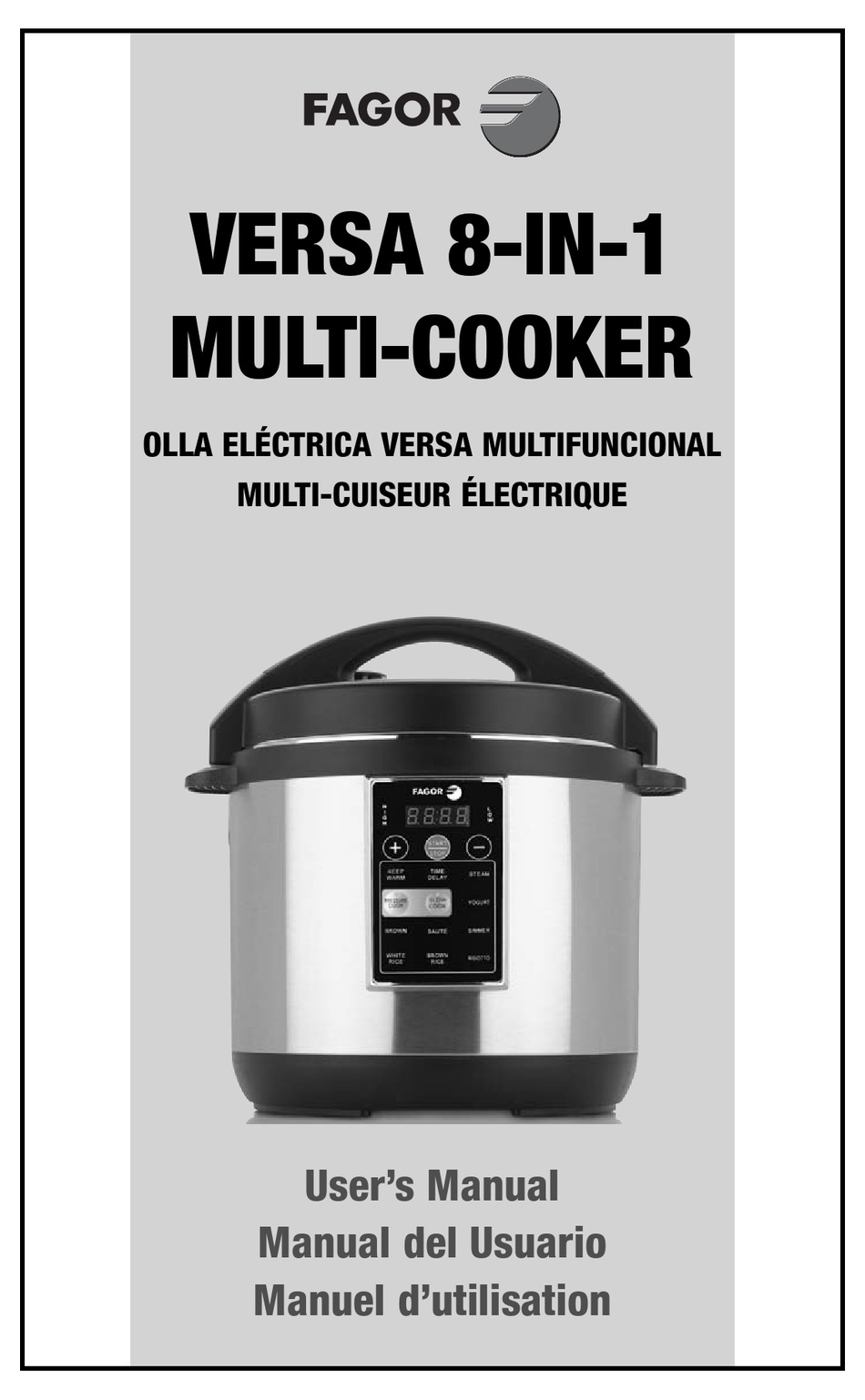 FAGOR VERSA 8IN1 MULTICOOKER USER MANUAL Pdf Download ManualsLib