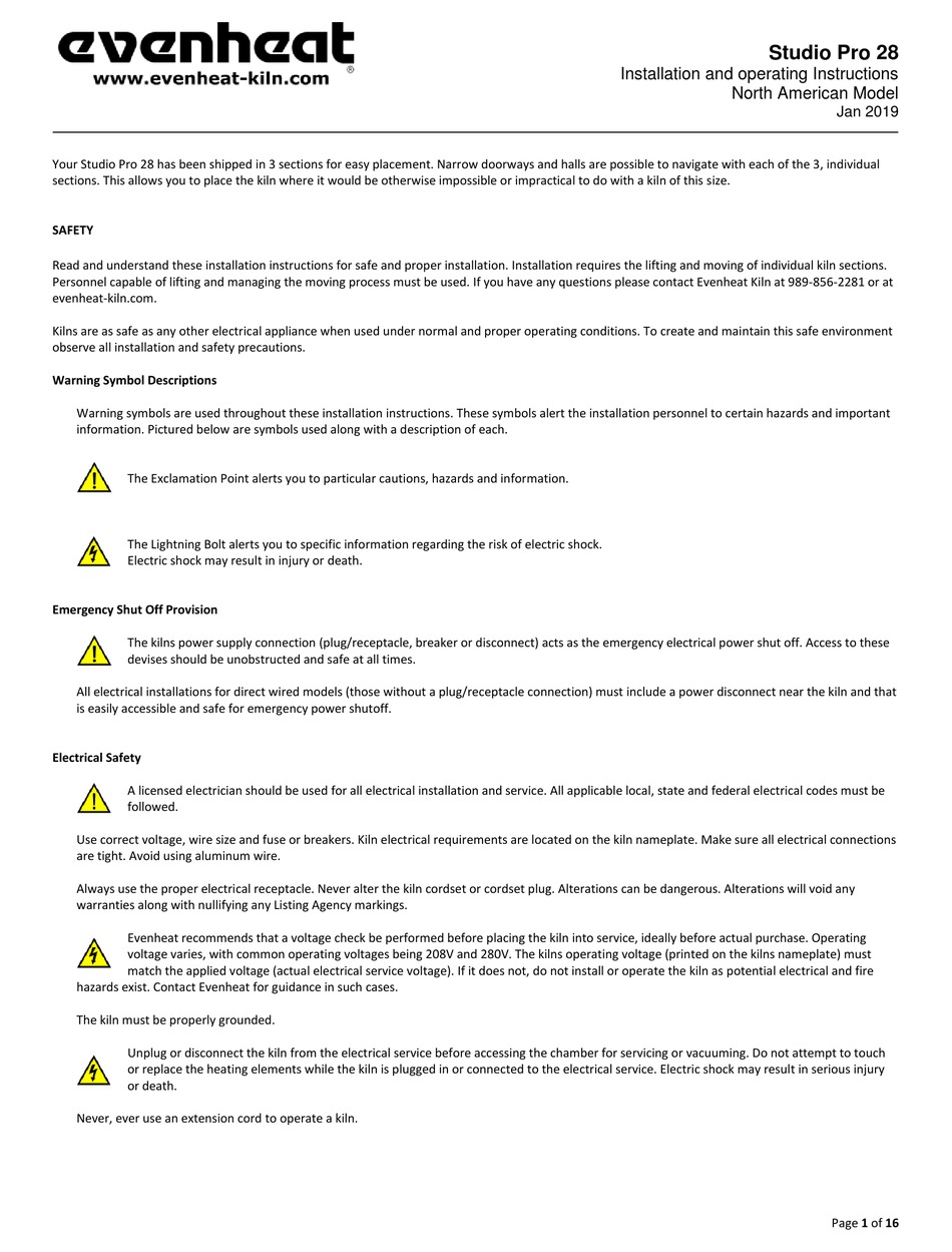 EVENHEAT STUDIO PRO 28 INSTALLATION AND OPERATING INSTRUCTIONS MANUAL