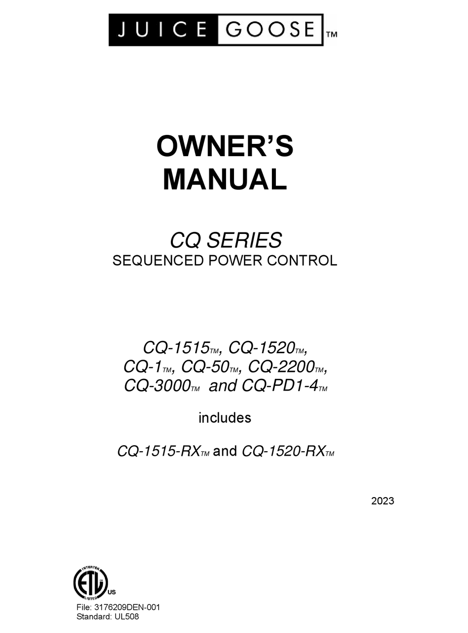 JUICE GOOSE RX SERIES OWNER'S MANUAL Pdf Download ManualsLib