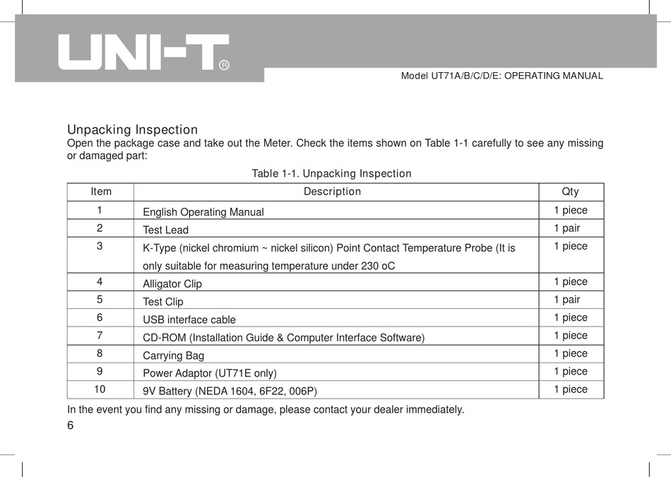 UNI-T UT71B OPERATING MANUAL Pdf Download | ManualsLib