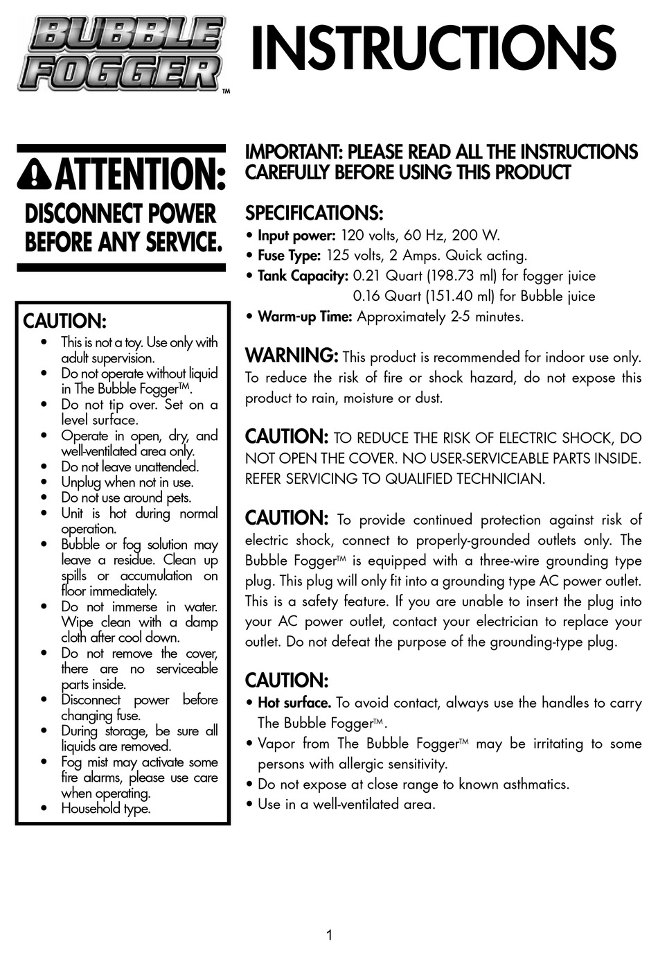 GEMMY BUBBLE FOGGER 20931 INSTRUCTIONS Pdf Download ManualsLib