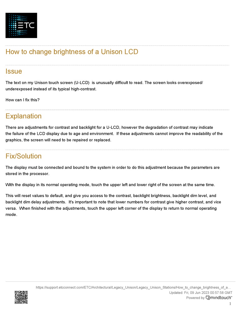 ETC UNISON LCD HOWTO Pdf Download ManualsLib
