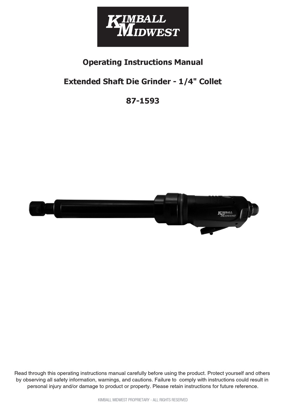 KIMBALL MIDWEST 871593 OPERATING INSTRUCTIONS MANUAL Pdf Download