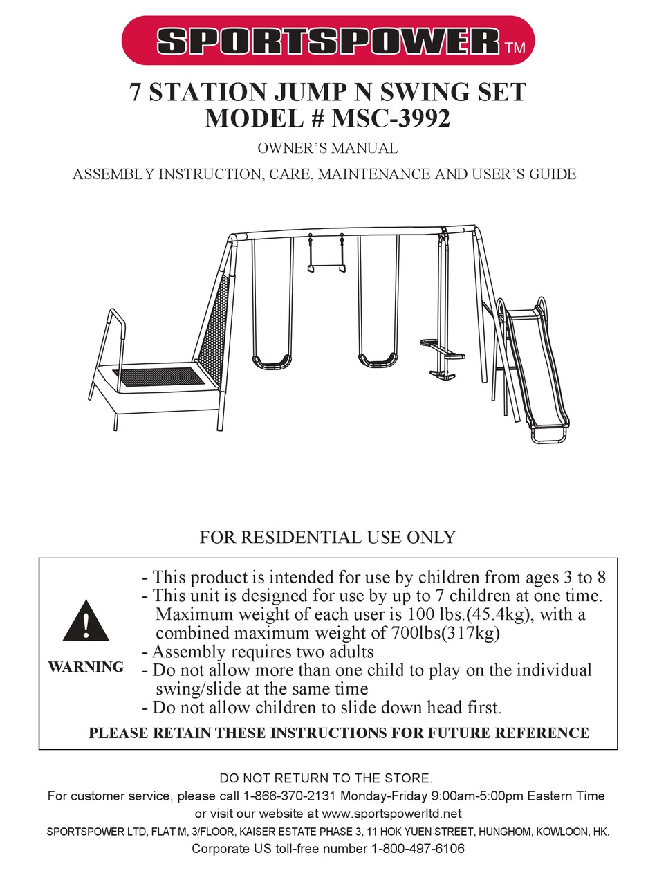SPORTSPOWER MSC3992 OWNER'S MANUAL Pdf Download ManualsLib