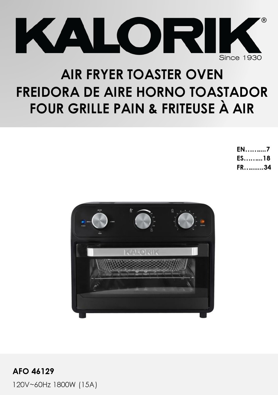 KALORIK AFO 46129 MANUAL Pdf Download ManualsLib