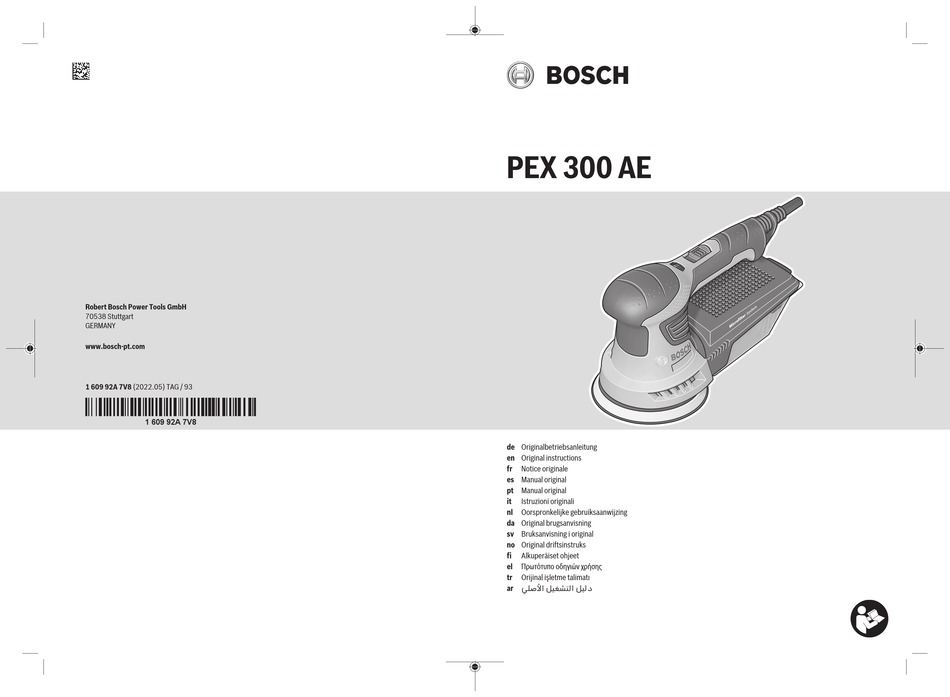 BOSCH PEX 300 AE ORIGINAL INSTRUCTIONS MANUAL Pdf Download ManualsLib