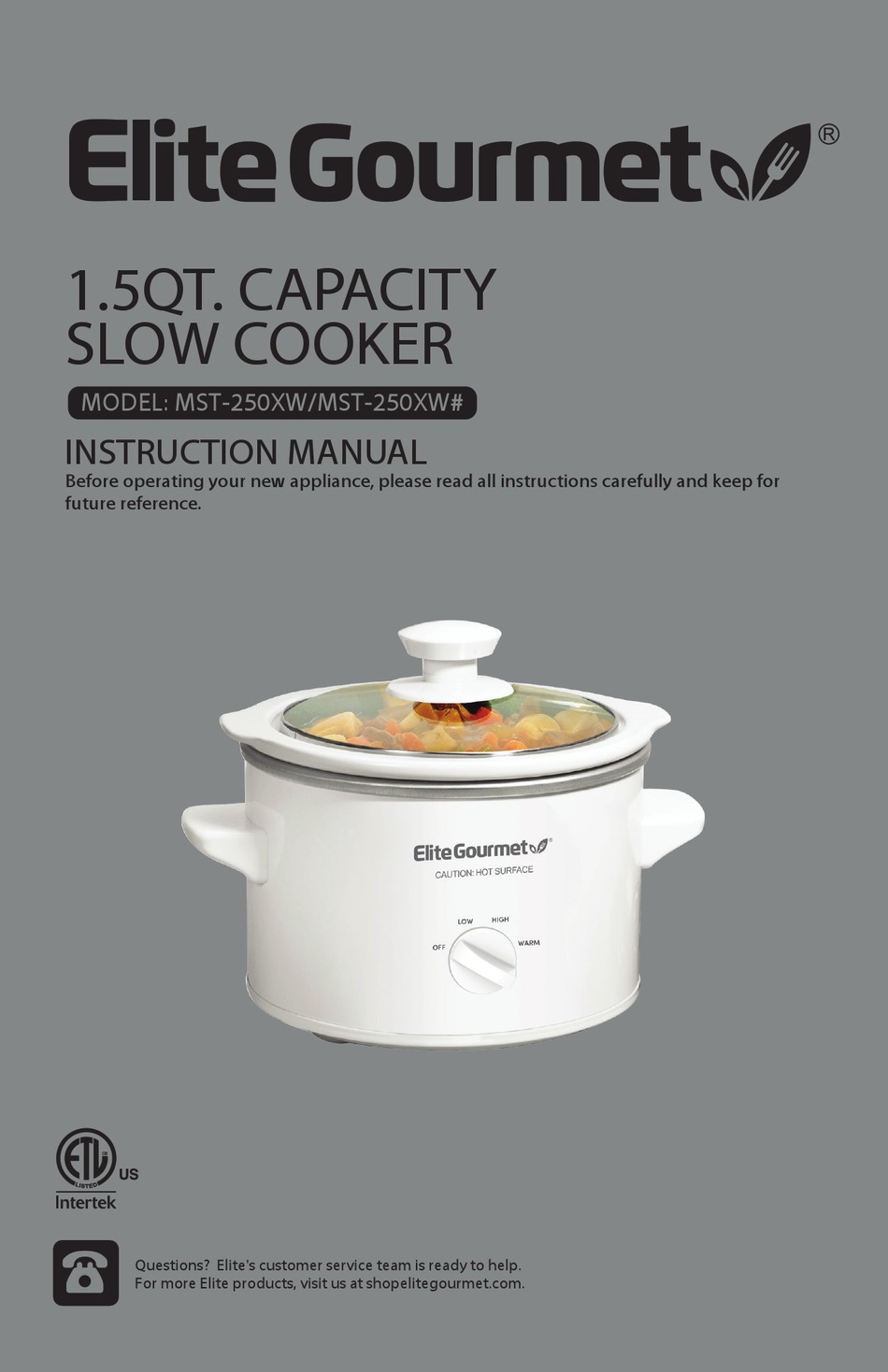ELITE GOURMET MST250XW INSTRUCTION MANUAL Pdf Download ManualsLib