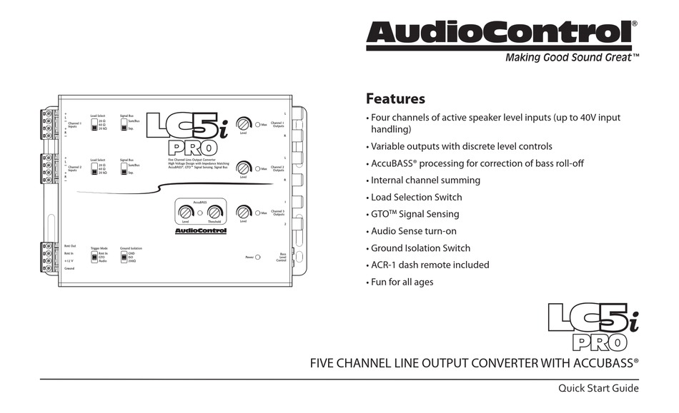 AUDIOCONTROL LC5I PRO QUICK START MANUAL Pdf Download ManualsLib