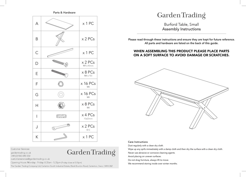 GARDEN TRADING BURFORD ASSEMBLY INSTRUCTIONS Pdf Download ManualsLib
