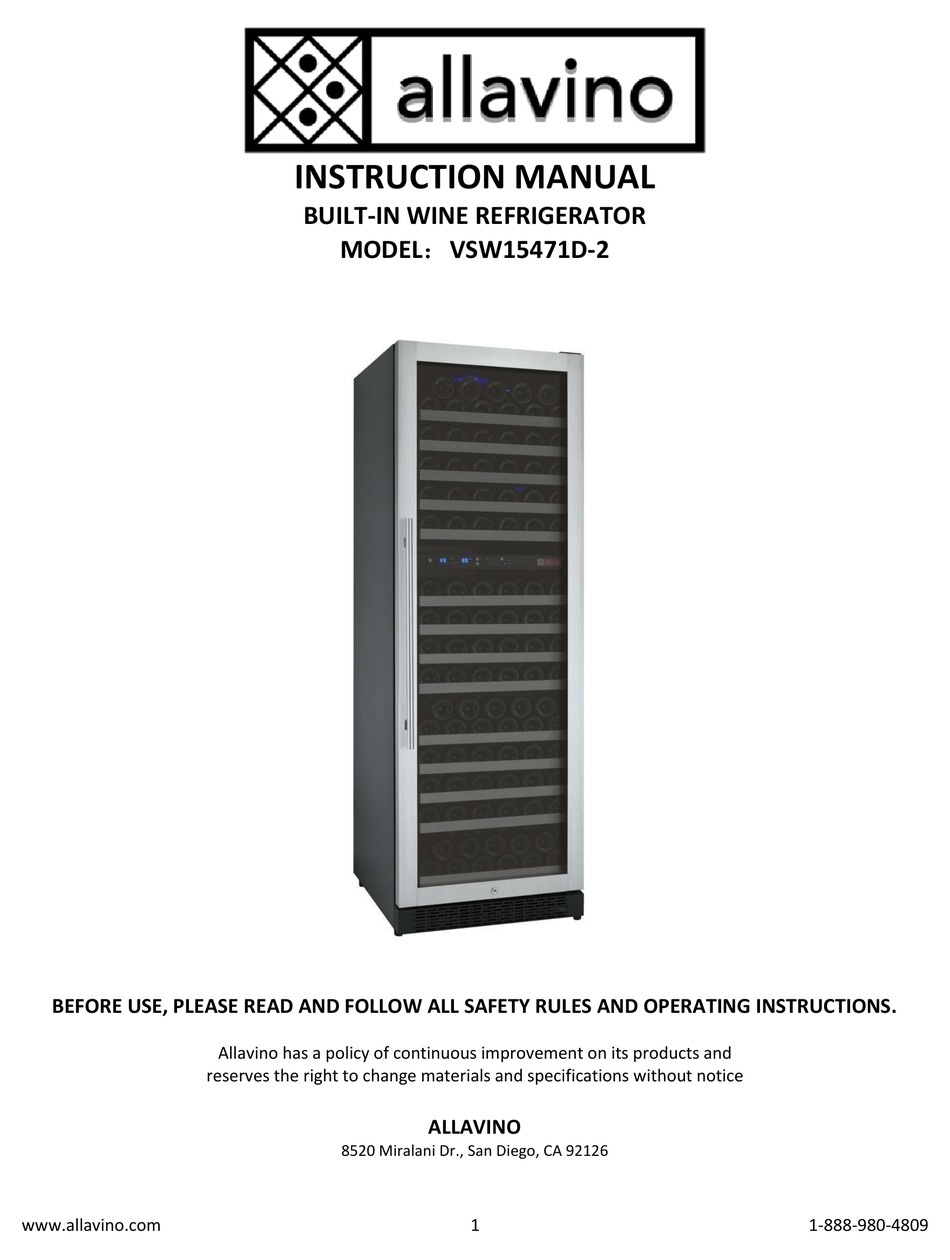 ALLAVINO VSW15471D2 INSTRUCTION MANUAL Pdf Download ManualsLib
