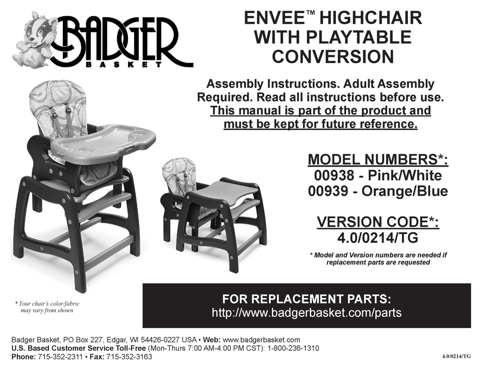 BADGER BASKET ENVEE 00938 ASSEMBLY INSTRUCTIONS MANUAL Pdf Download