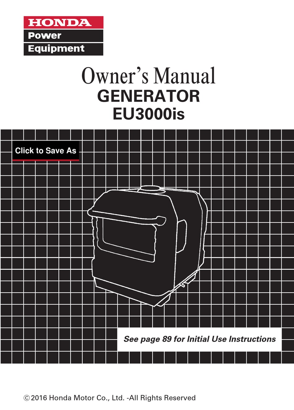 HONDA AUTOMOBILES EU3000IS OWNER
