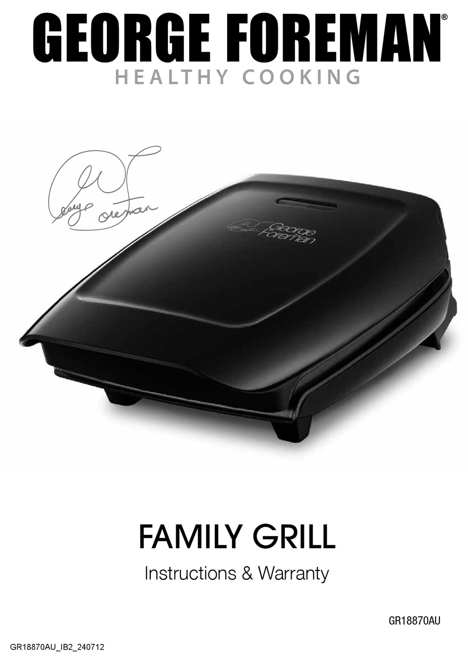 FOREMAN GR18870AU INSTRUCTIONS AND WARRANTY Pdf Download