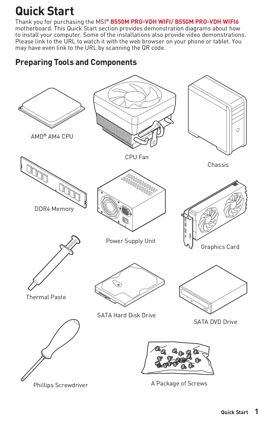 MSI B550M PROVDH WIFI6 QUICK START MANUAL Pdf Download ManualsLib