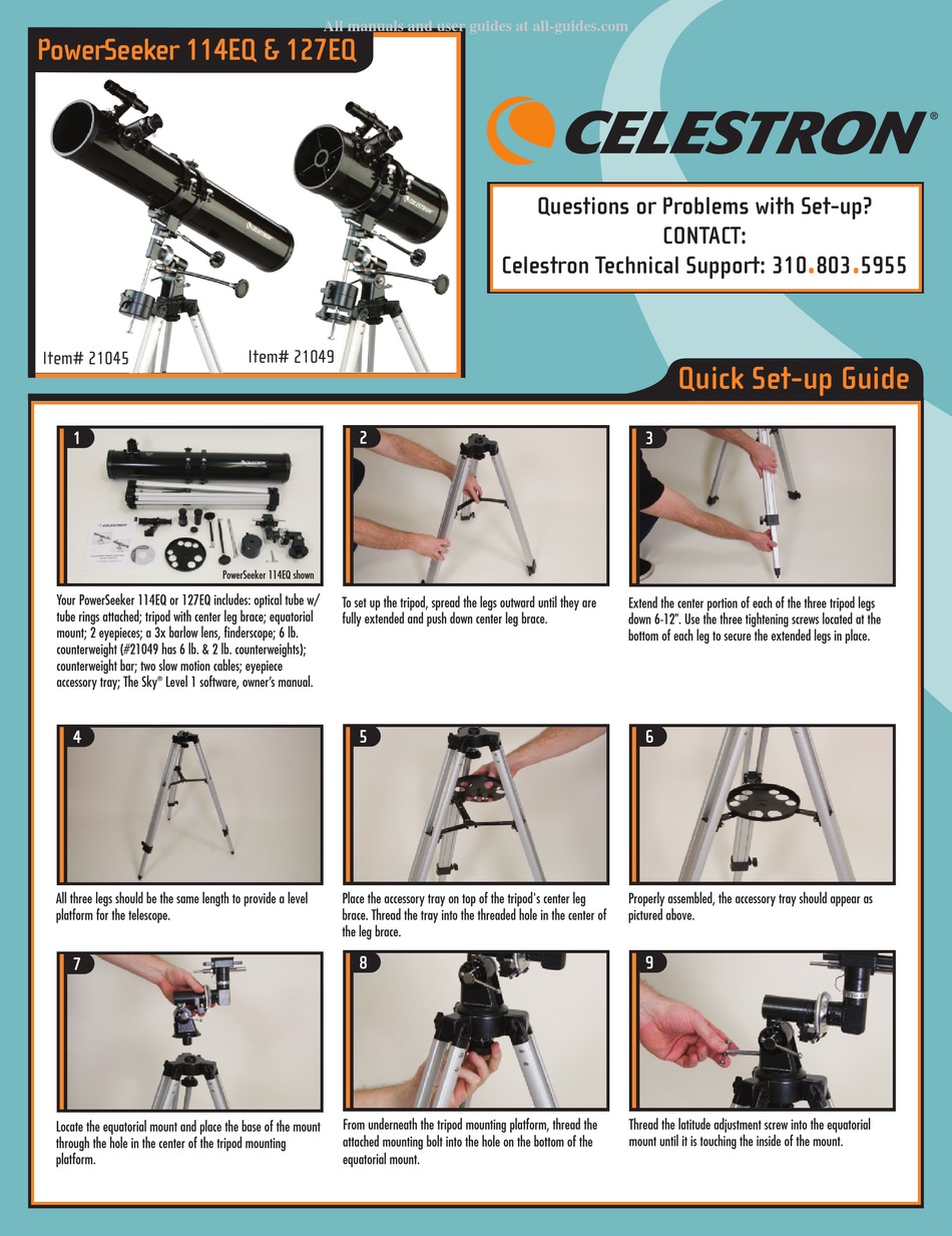 CELESTRON POWERSEEKER 114EQ QUICK SETUP MANUAL Pdf Download | ManualsLib