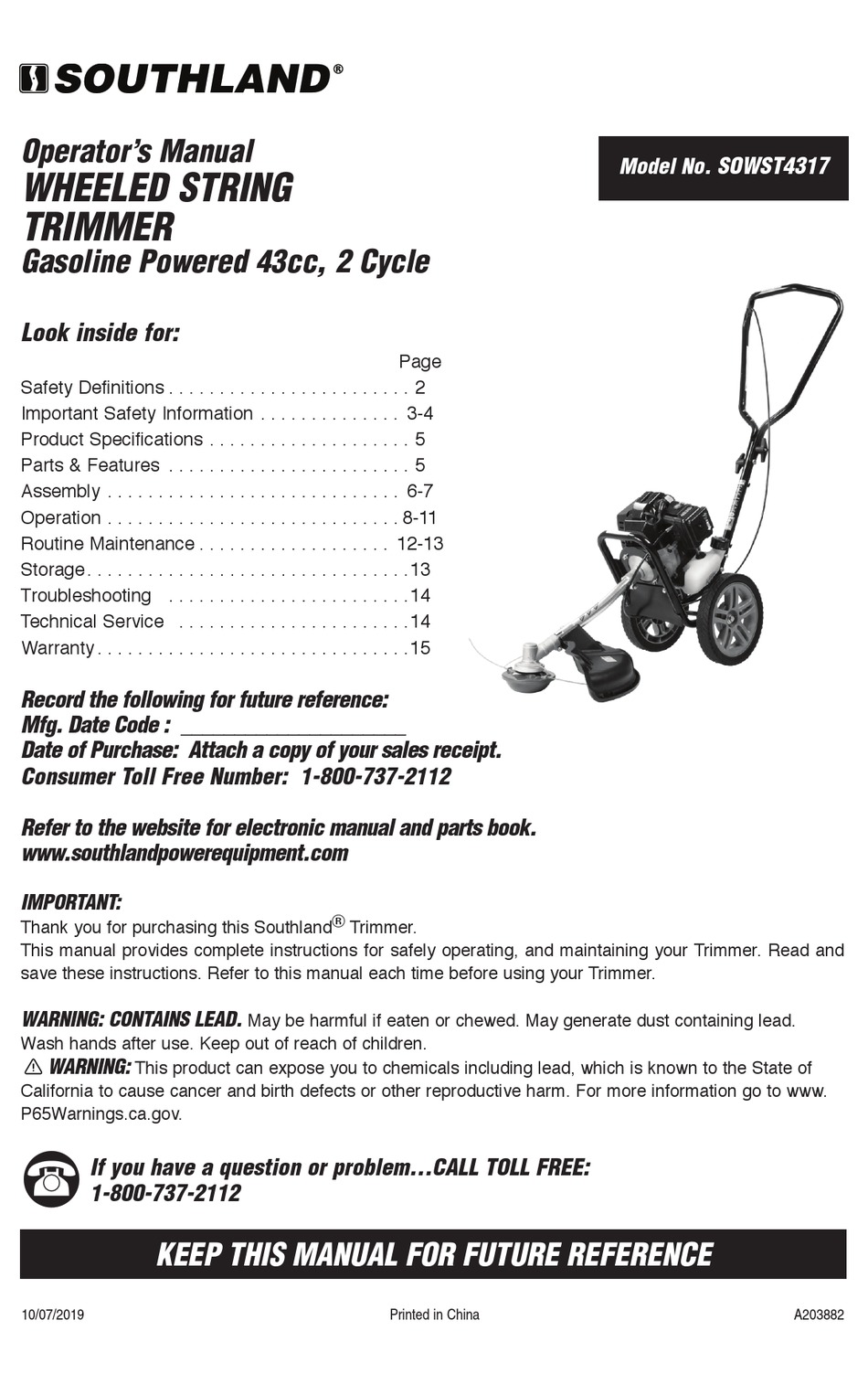 SOUTHLAND SOWST4317 MANUAL Pdf Download ManualsLib