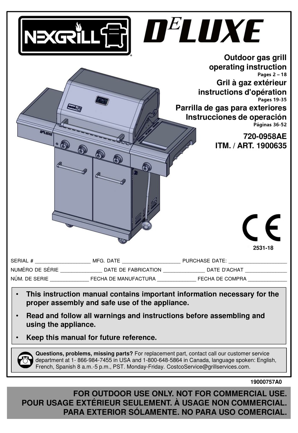 NEXGRILL DE LUXE 7200958AE OPERATING INSTRUCTION Pdf Download ManualsLib