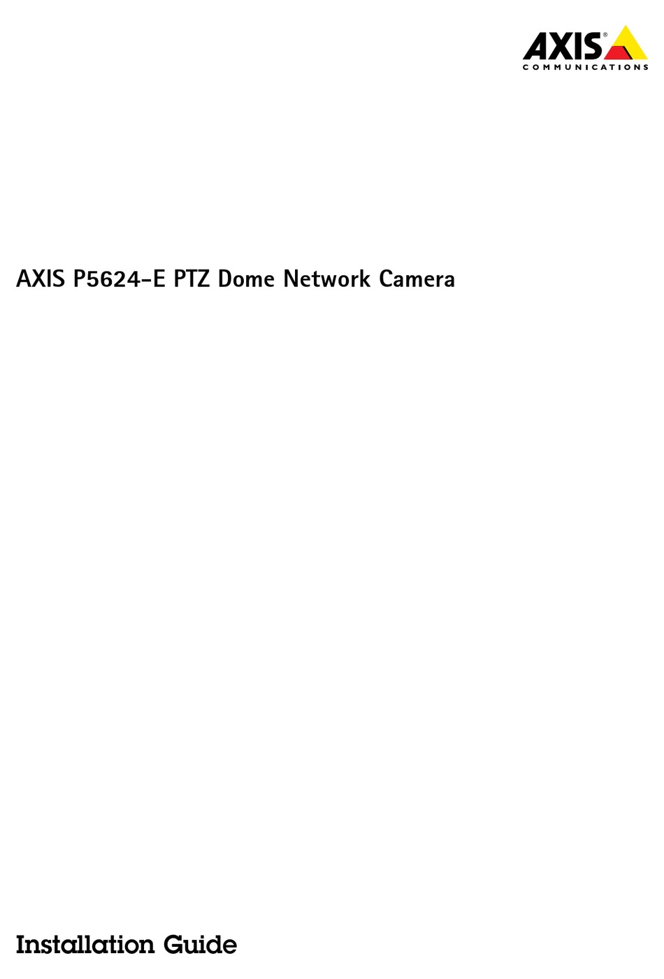 AXIS P5624E INSTALLATION MANUAL Pdf Download ManualsLib