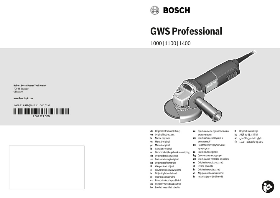 Bosch Professional Gws Original Instructions Manual Pdf Download