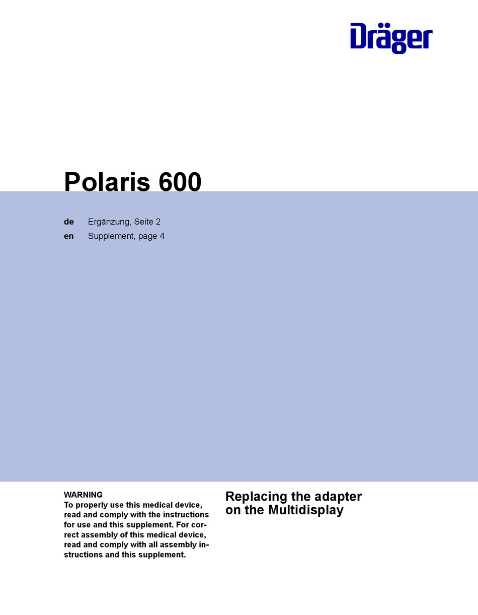 DRÄGER POLARIS 600 MANUAL Pdf Download | ManualsLib