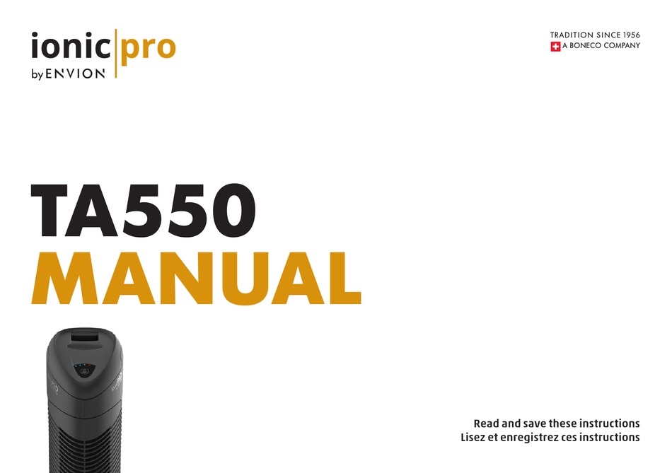ENVION IONIC PRO TA550 MANUAL Pdf Download ManualsLib