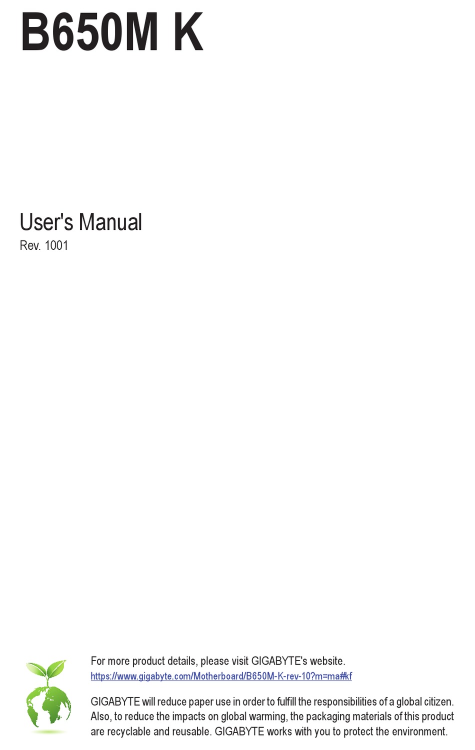 GIGABYTE B650M K USER MANUAL Pdf Download | ManualsLib