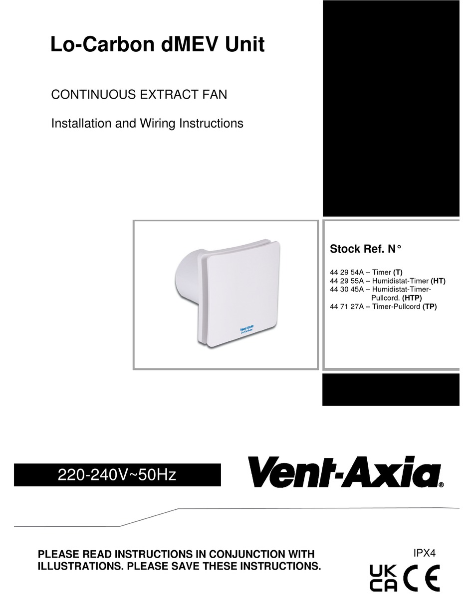 VENTAXIA LOCARBON DMEV UNIT T INSTALLATION AND WIRING INSTRUCTIONS