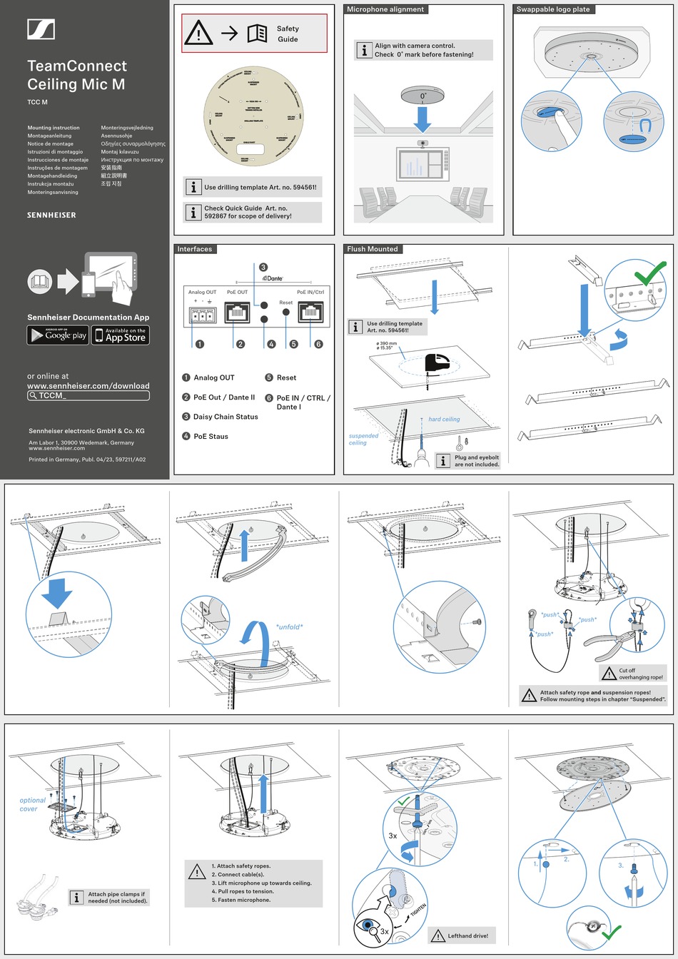 Sennheiser Teamconnect Ceiling Mic M Mounting Instruction Pdf Download