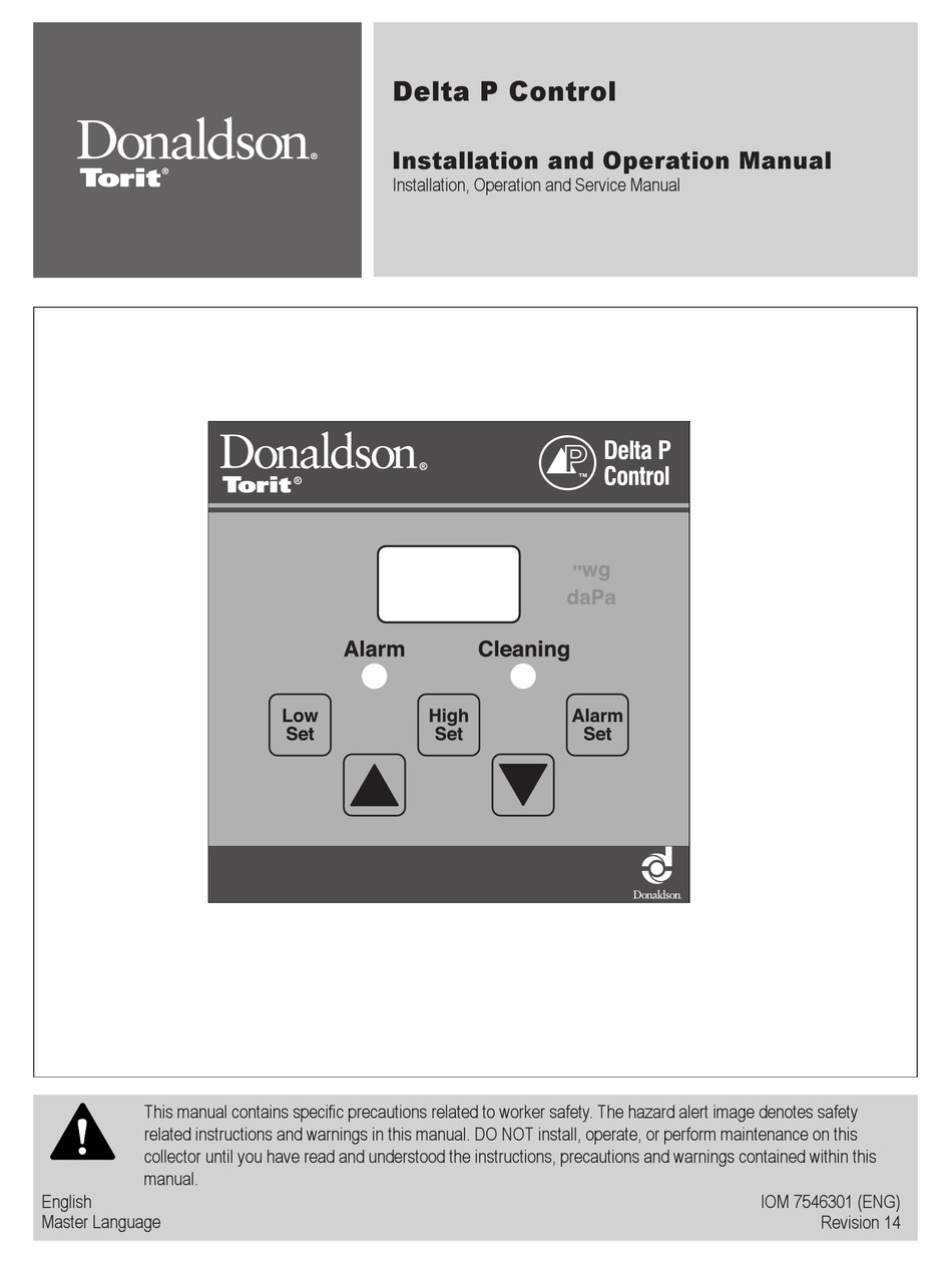 DONALDSON TORIT DELTA P CONTROL INSTALLATION AND OPERATION MANUAL Pdf