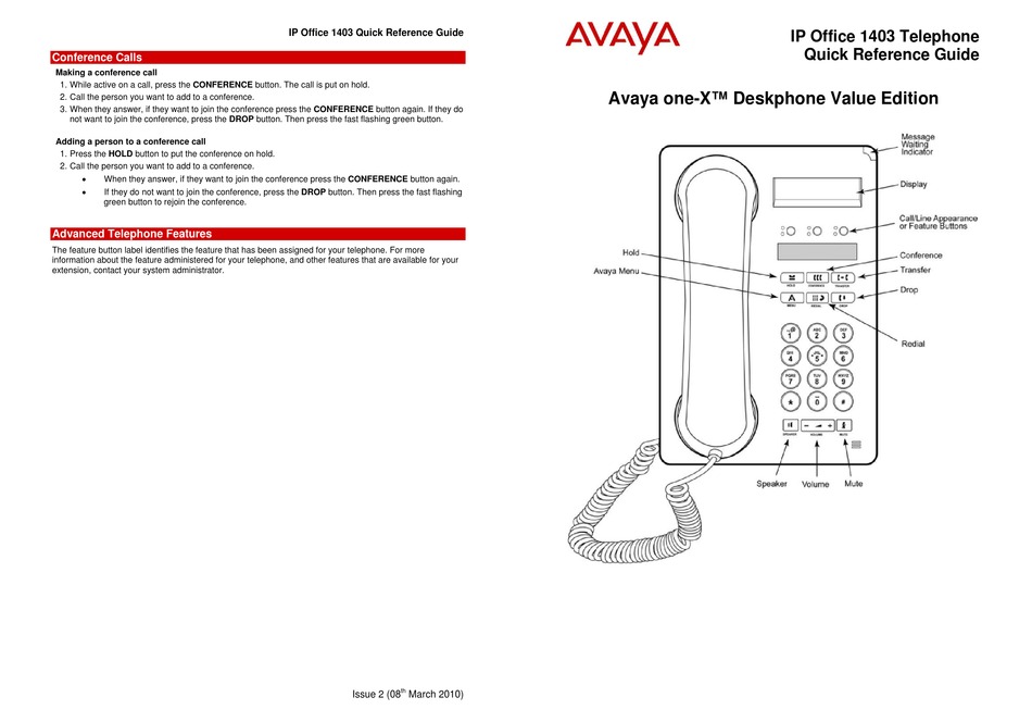 avaya-one-x-ip-office-1403-quick-reference-manual-pdf-download-manualslib