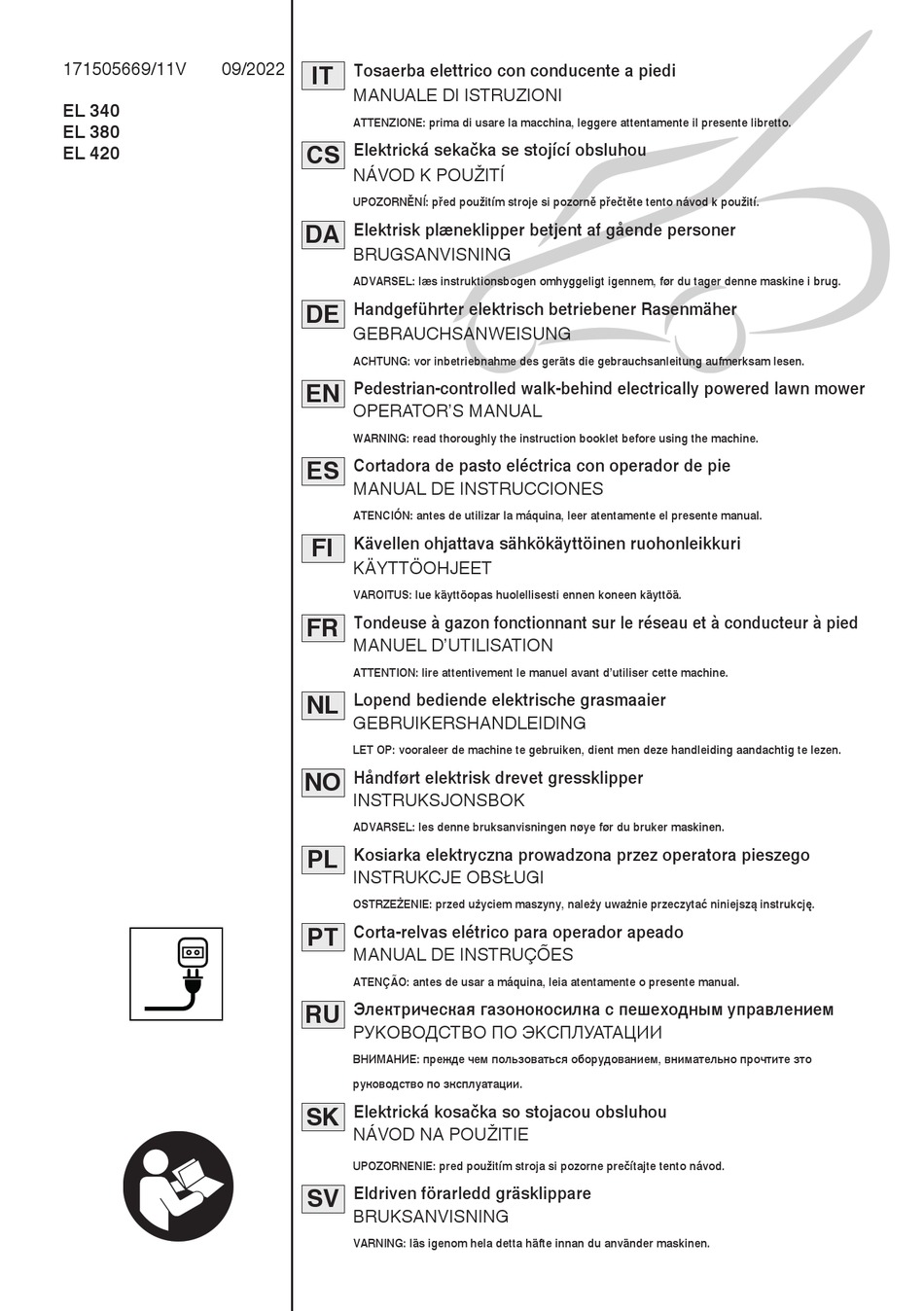 STIGA EL 380 OPERATOR'S MANUAL Pdf Download | ManualsLib