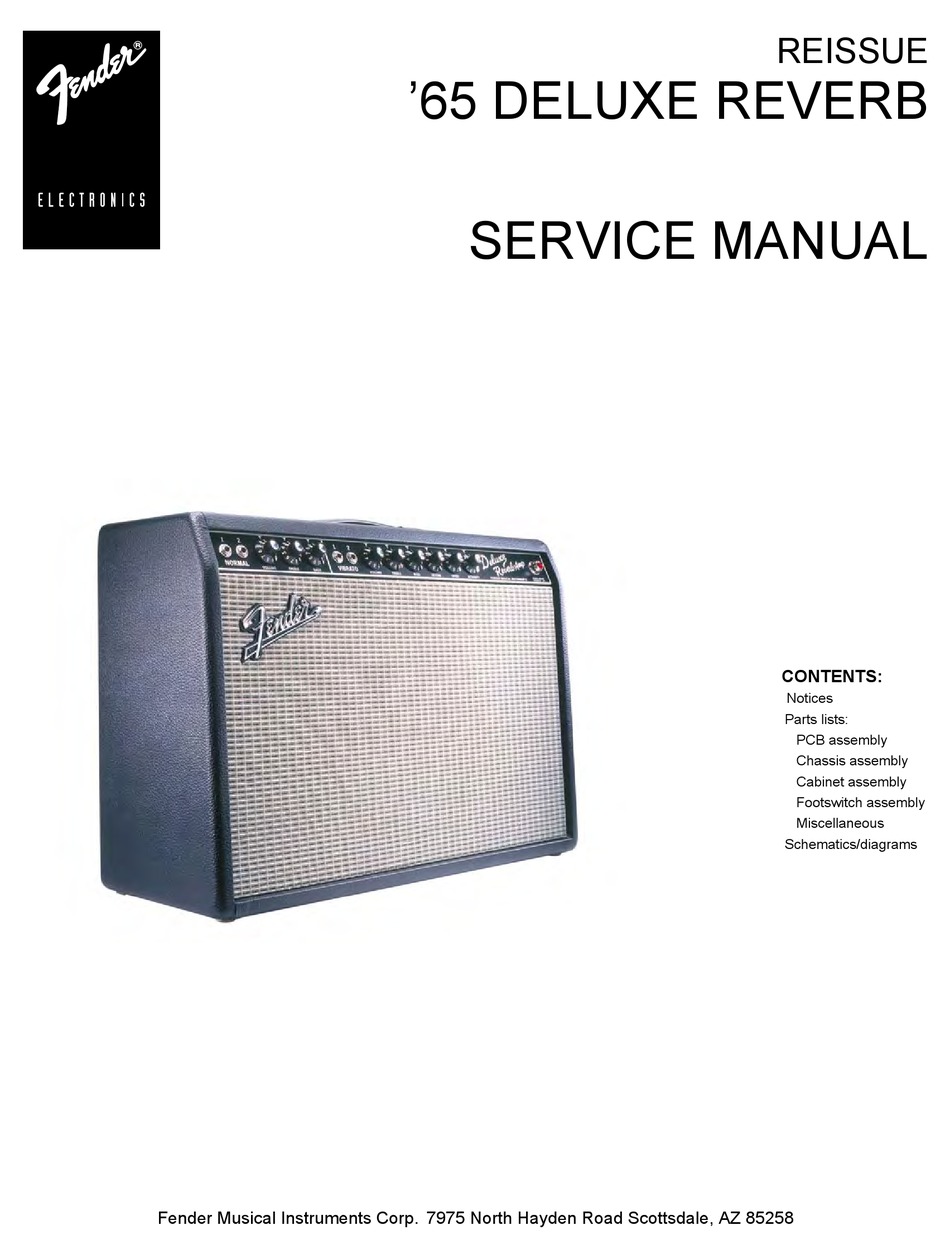 FENDER 65 DELUXE REVERB SERVICE MANUAL Pdf Download ManualsLib