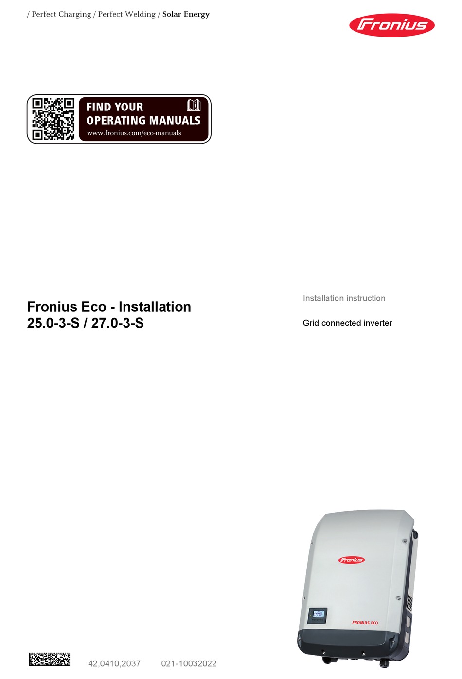 FRONIUS ECO 27.0-3-S INSTALLATION INSTRUCTION Pdf Download | ManualsLib