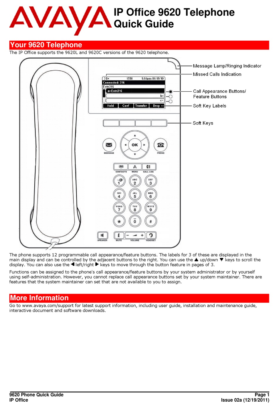 AVAYA IP OFFICE 9620 QUICK MANUAL Pdf Download | ManualsLib