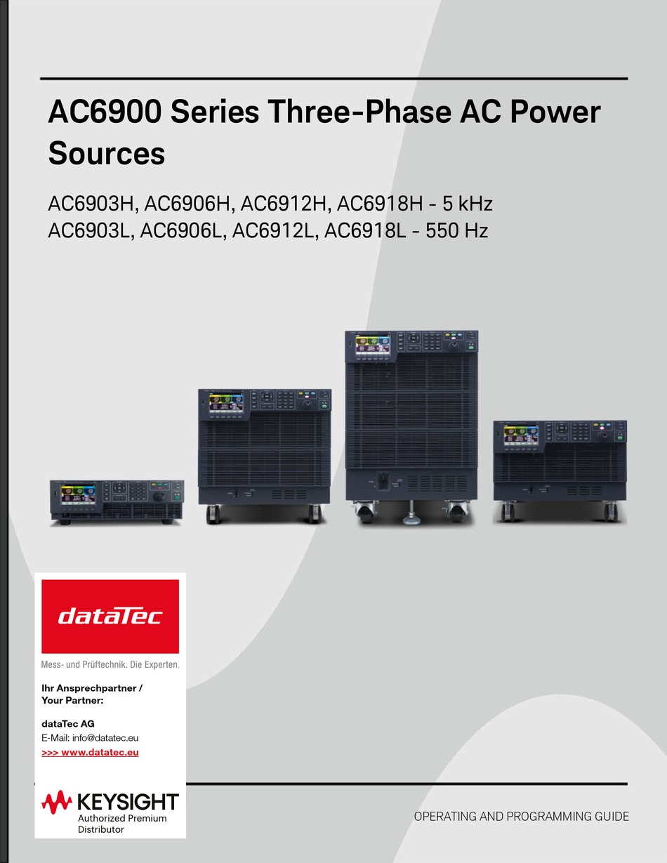 KEYSIGHT TECHNOLOGIES DATATEC AC6900 SERIES OPERATING AND PROGRAMMING
