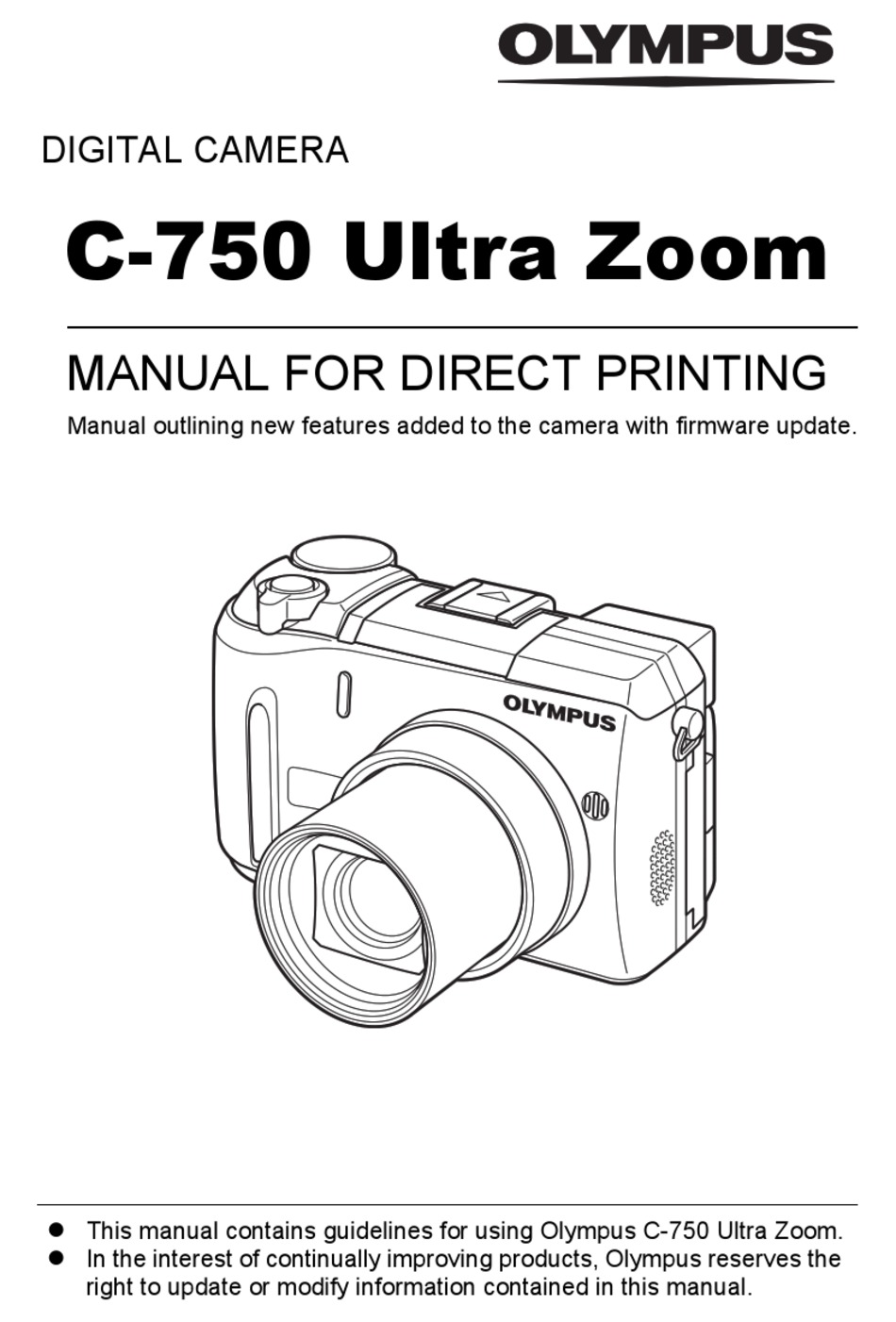 OLYMPUS C750 ULTRA ZOOM MANUAL Pdf Download ManualsLib