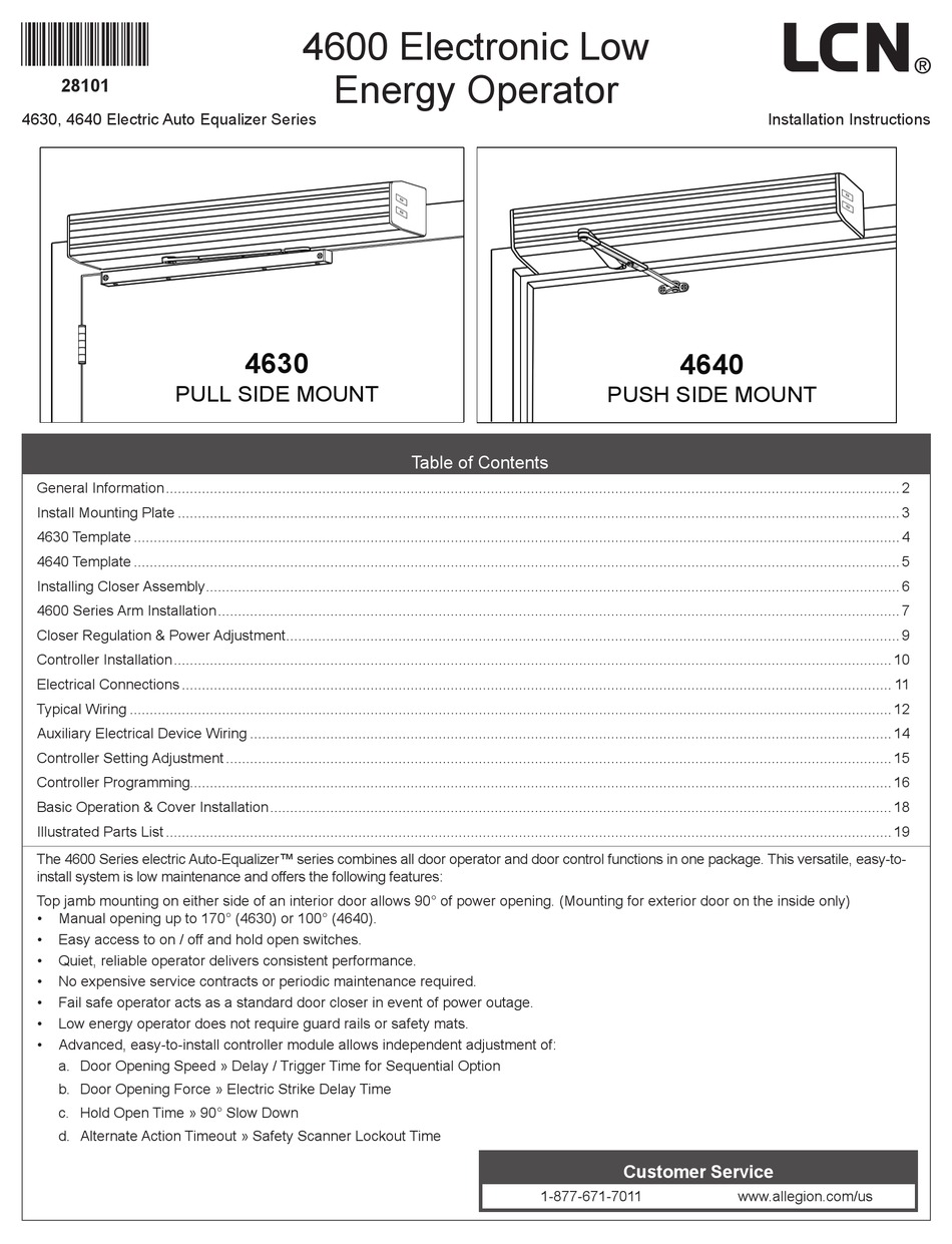 LCN 4600 SERIES INSTALLATION INSTRUCTIONS MANUAL Pdf Download ManualsLib