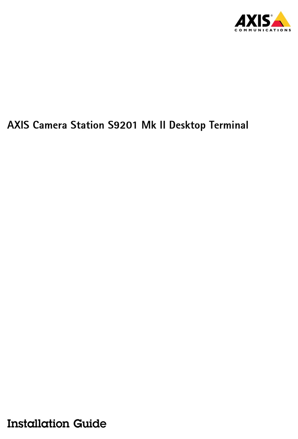 AXIS CAMERA STATION S9201 MK II INSTALLATION MANUAL Pdf Download