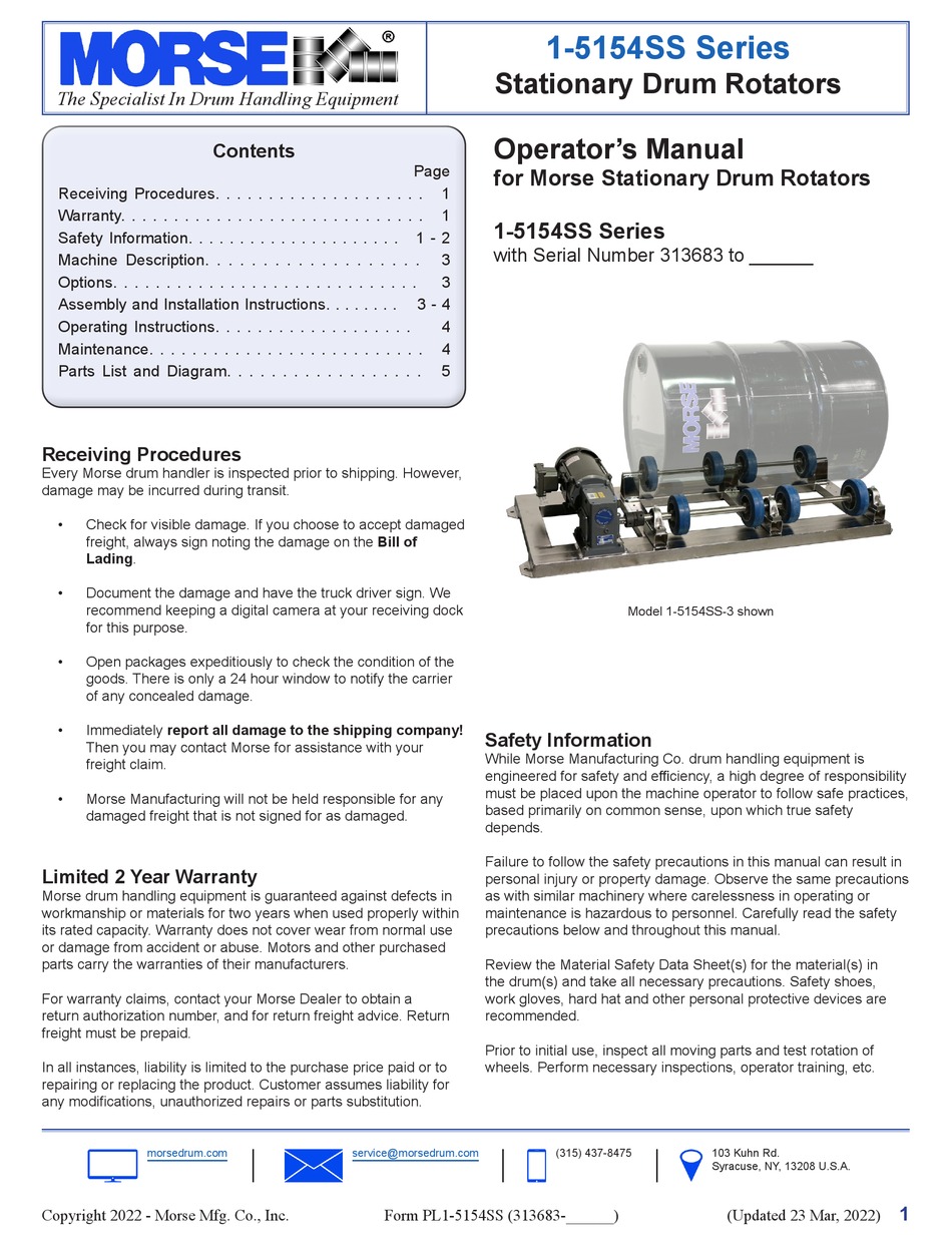 MORSE 15154SS SERIES OPERATOR'S MANUAL Pdf Download ManualsLib