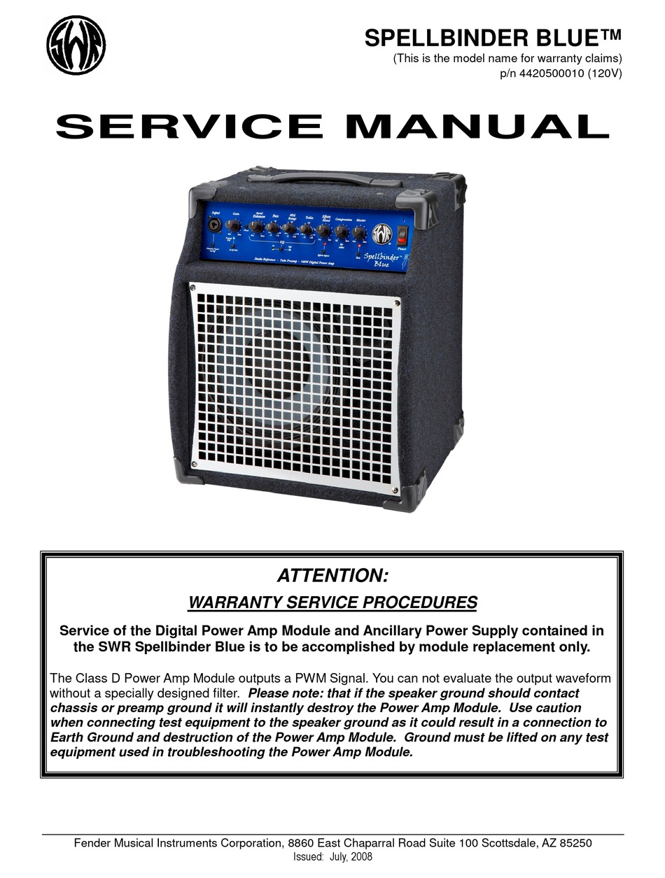 SWR SPELLBINDER BLUE SERVICE MANUAL Pdf Download | ManualsLib