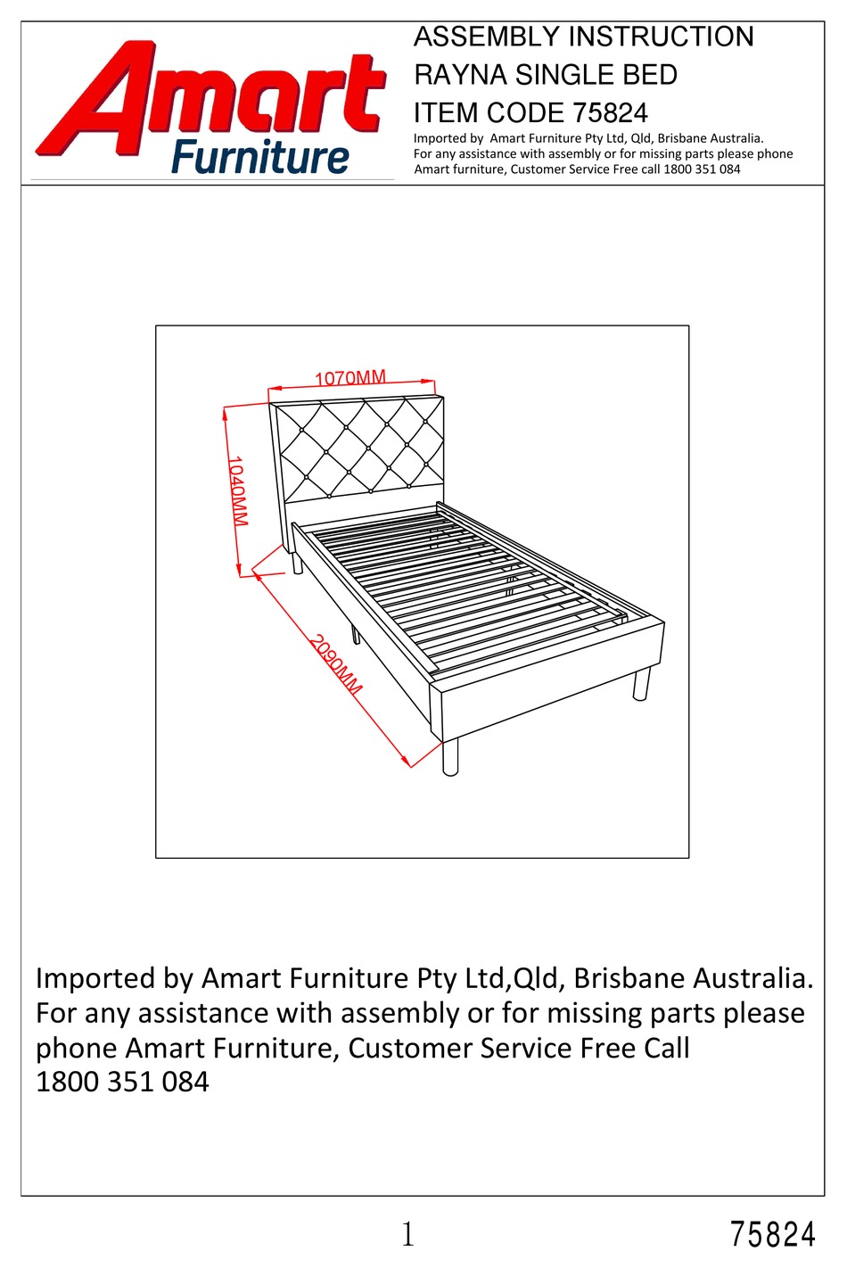 AMART FURNITURE RAYNA 75824 ASSEMBLY INSTRUCTION MANUAL Pdf Download ManualsLib