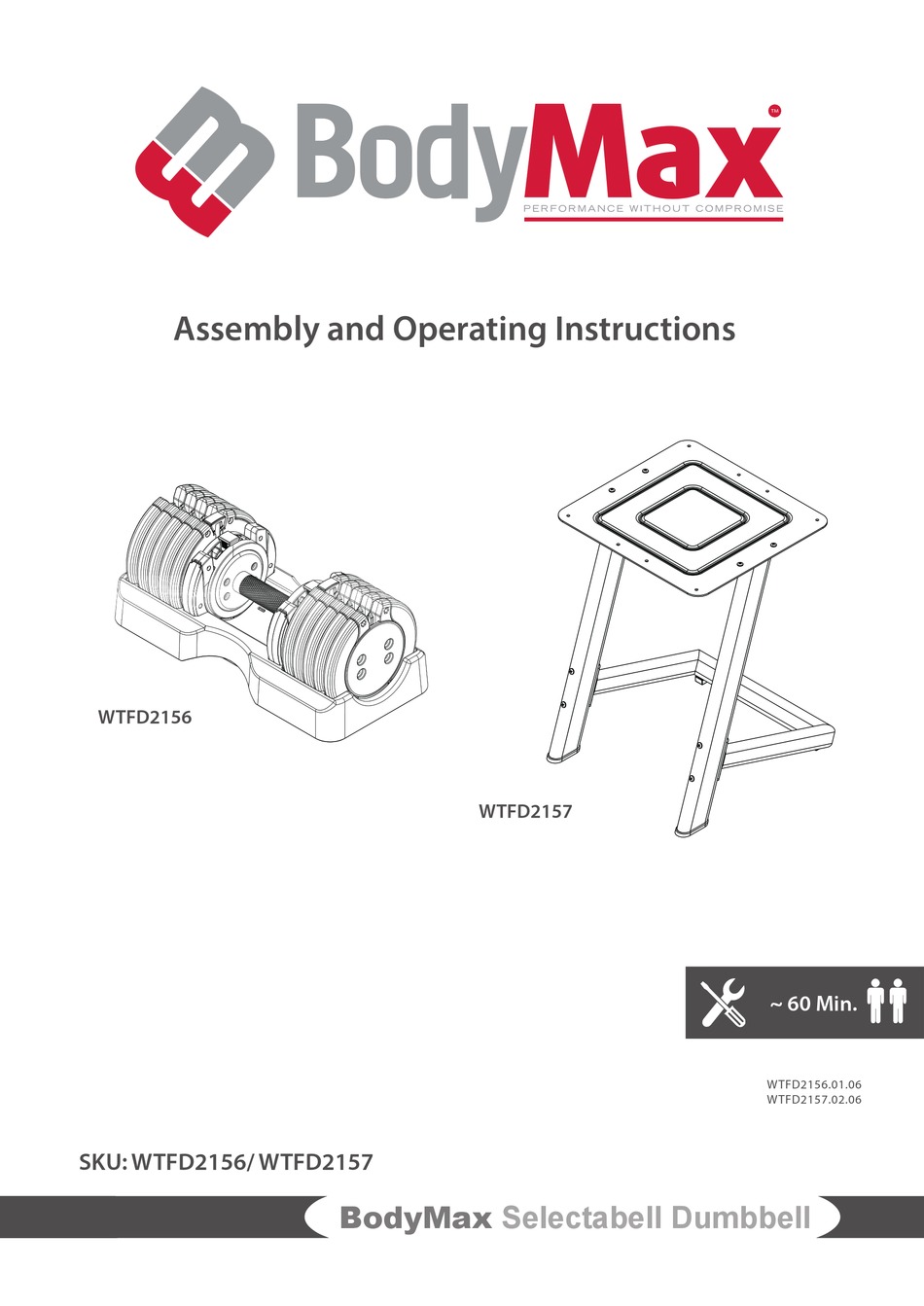 BODYMAX WTFD2156 ASSEMBLY AND OPERATING INSTRUCTIONS MANUAL Pdf