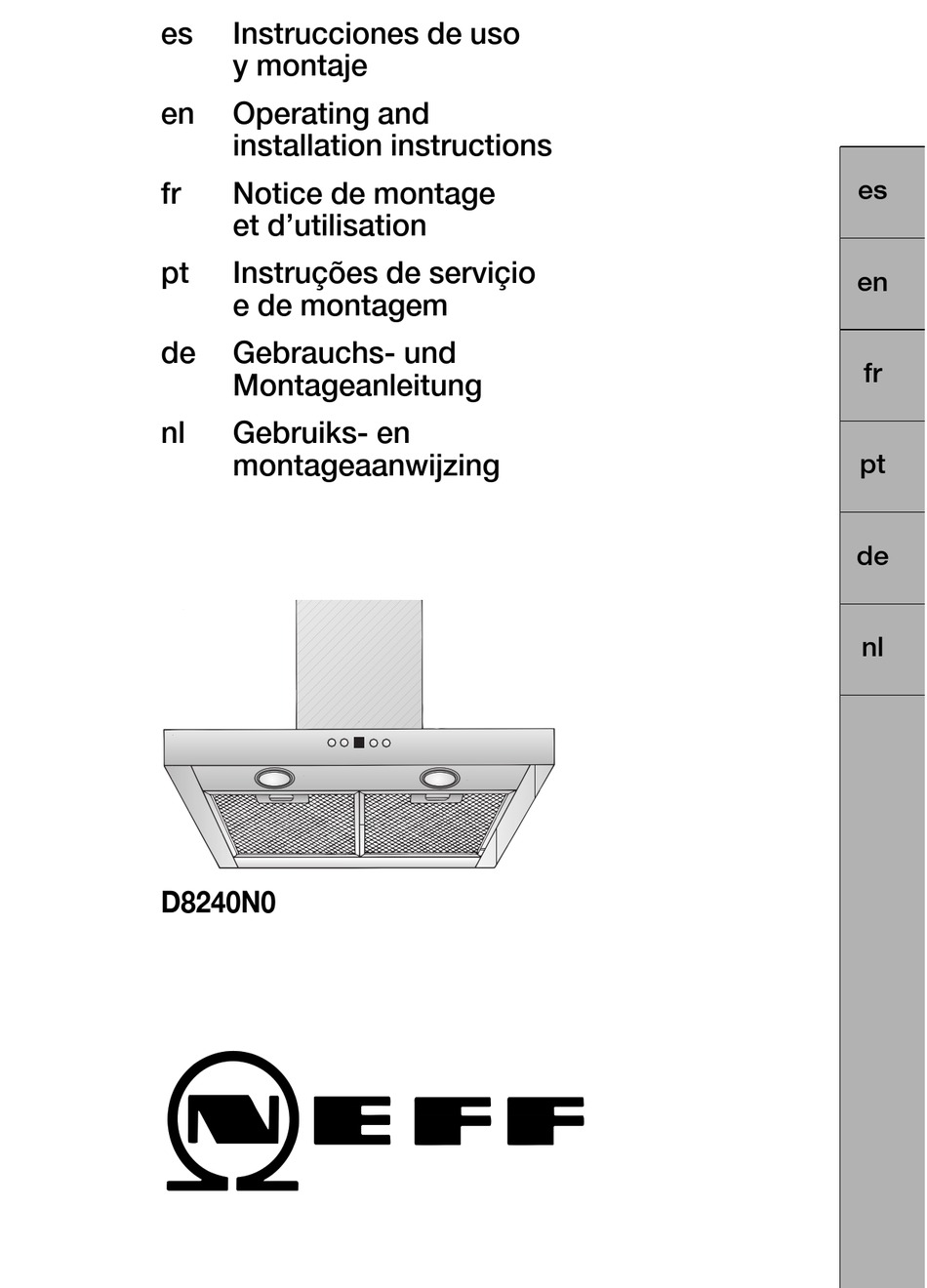 NEFF D8240N0 OPERATING AND INSTALLATION INSTRUCTIONS Pdf Download