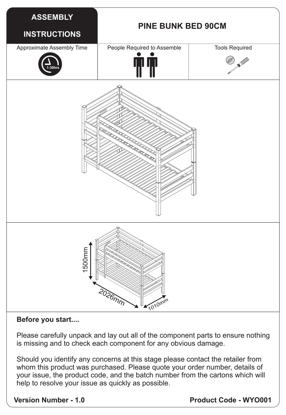 JULIAN BOWEN LIMITED WYO001 ASSEMBLY INSTRUCTIONS MANUAL Pdf Download ManualsLib